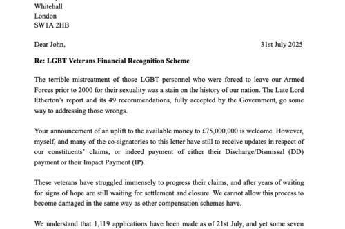 Letter to the Defence Secretary
